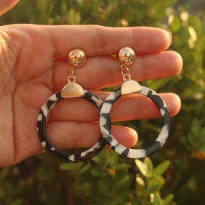 New round‎ circle acrylic stud dangle earrings